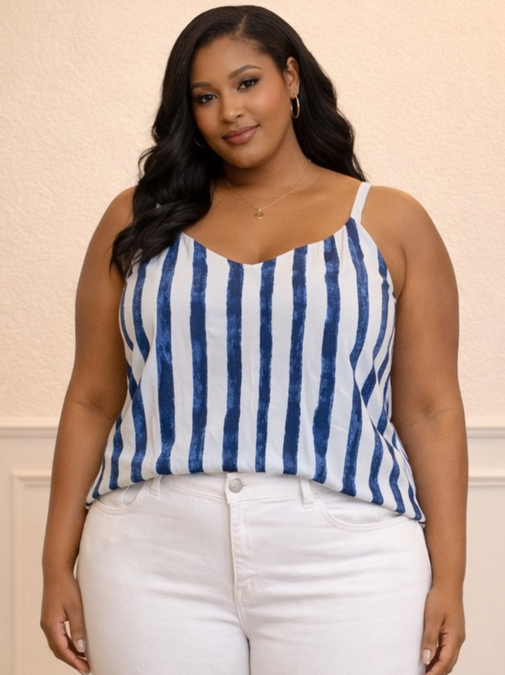 NWOT George Blue and White Striped Camisole